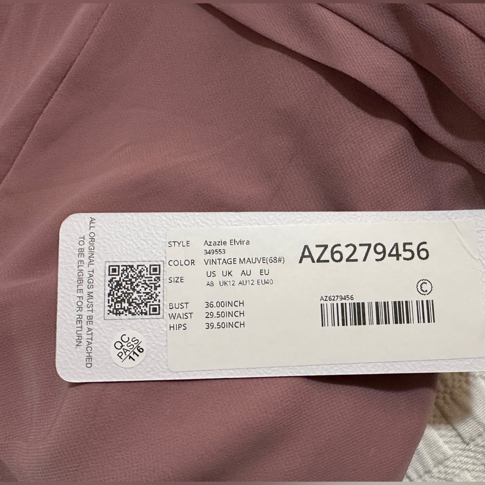 AZAZIE ELVIRA Vintage Mauve A-Line Pleated Chiffon Dress - Picture 8 of 10